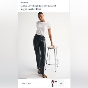 Abercrombie & Fitch Curve Love Loose Black Leather Pants